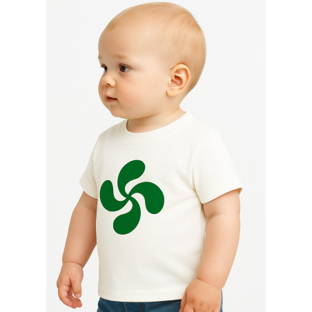 Camiseta Lauburu Verde Blanca Bebe - Trajes Regionales - Camisas y Camisetas regionales Niño