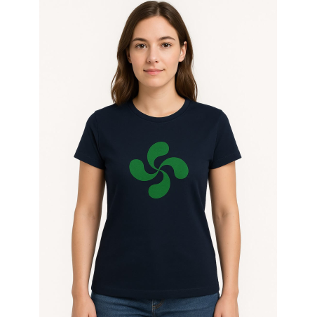 Camiseta Lauburu Verde Azul Mujer - Arrantzale euskal jantziak