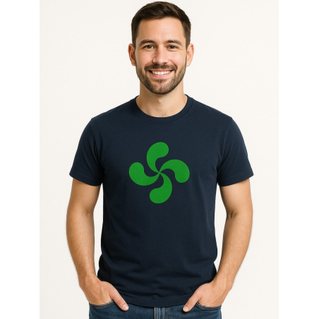 Camiseta Lauburu Verde Azul Hombre - Arrantzale Euskal Jantziak