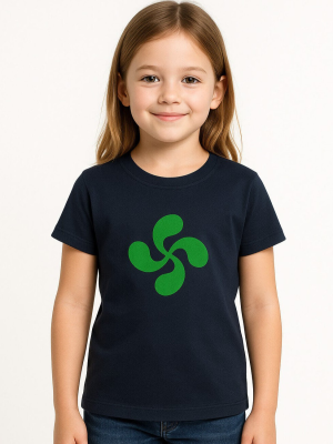 Camiseta Lauburu Verde Azul Niña - Arrantzale Euskal Jantziak