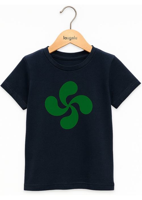 Camiseta Lauburu Verde Azul Infantil - Trajes Regionales Vascos
