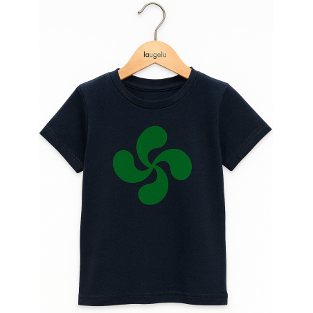 Camiseta Lauburu Verde Azul Infantil - Trajes Regionales Vascos