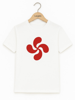 Camiseta Lauburu Rojo Blanca Infantil - Trajes Regionales Vascos
