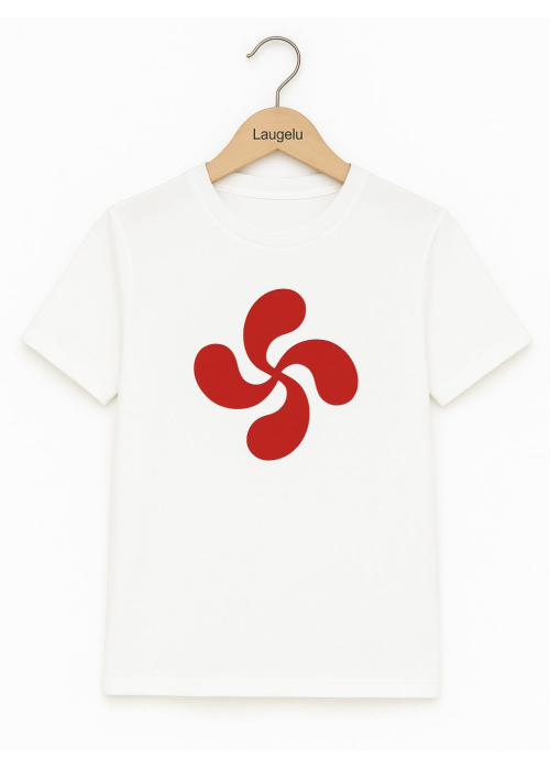 Camiseta Lauburu Rojo Blanca Infantil - Trajes Regionales Vascos