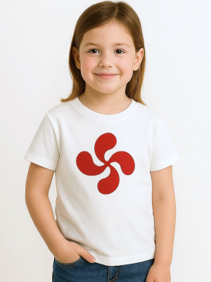 Camiseta Lauburu Rojo Blanca Infantil - Trajes Regionales Vascos