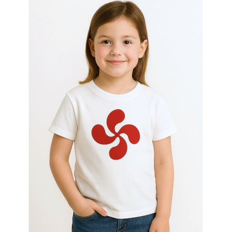 Camiseta Lauburu Rojo Blanca Niña - Trajes Regionales Vascos