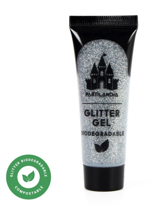 Gel Con Brillantina Plateado Biodegradable - Maquillaje Para Disfraces