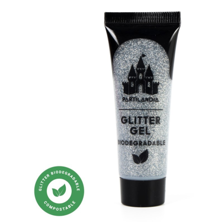 Gel Con Brillantina Plateado Biodegradable - Maquillaje Para Disfraces