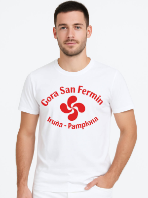 Camiseta San Fermin Lauburu Blanca Hombre - Trajes Regionales - Camisas y Camisetas Regionales Hombre
