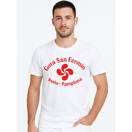 Camiseta San Fermin Lauburu Blanca Hombre - Ropa Sanfermines