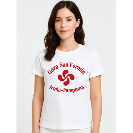Camiseta San Fermin Lauburu Blanca Mujer - Ropa Sanfermines
