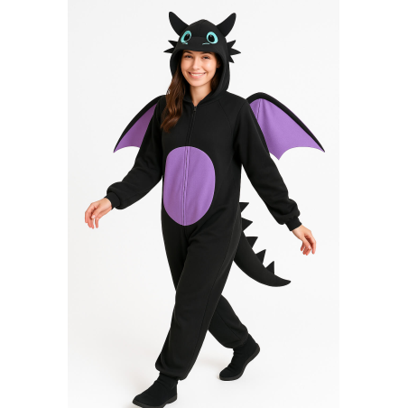 Disfraz de Dragon Negro chica - Disfraces Como Entrenar a tu Dragon - Pijama Desdentado - Toothlees