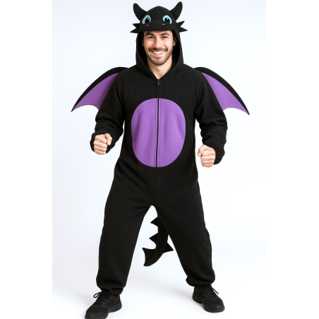 Disfraz de Dragon Negro adulto - Disfraces Como Entrenar a tu Dragon - Pijama Desdentado - Toothlees
