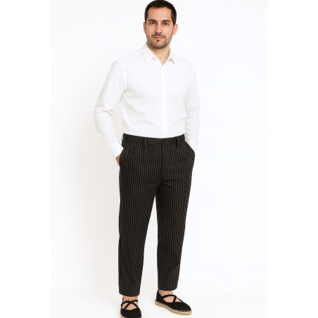 Pantalon Aldeano Rayas Gris Negro Adulto - Pantalones Baserritarra - Trajes Vascos