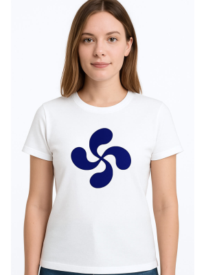 Camiseta Lauburu Azul Marino Mujer - Trajes Arrantzale Regionales Vascos