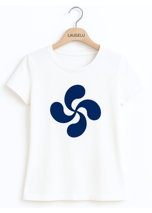 Camiseta Lauburu Azul Marino Mujer - Trajes Arrantzale Regionales Vascos