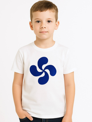 Camiseta Lauburu Azul Marino Blanca Niño - Trajes Arrantzale Regionales Vascos
