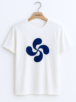 Camiseta Lauburu Azul Marino Blanca Infantil - Trajes Arrantzale Regionales Vascos