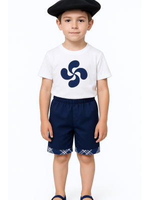 Pantalon Mahon corto Cuadros Arrantzale niño - Trajes Regionales Vascos