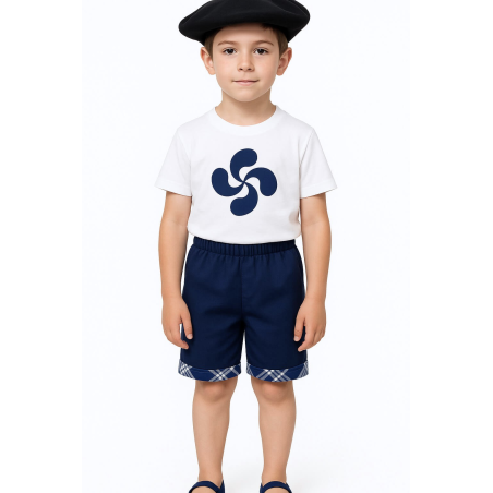 Pantalon Mahon corto Cuadros Arrantzale niño - Euskal Jantziak