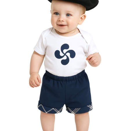 Pantalon Mahon corto Cuadros Arrantzale Bebe - Euskal Jantziak