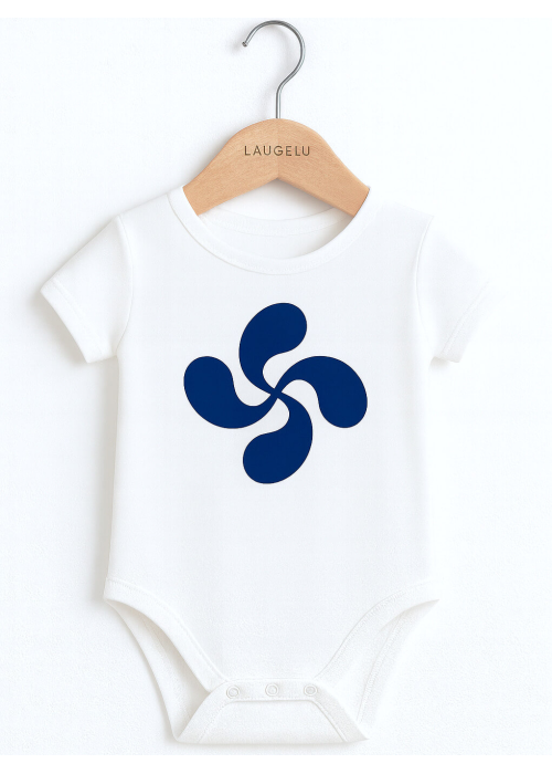 Body Lauburu Azul Bebe Blanco - Euskal Jantziak - Camisetas y Body's Regionales Bebe