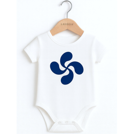 Body Lauburu Azul Bebe Blanco - Euskal Jantziak - Camisetas y Body's Regionales Bebe