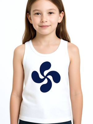 Camiseta Lauburu Azul Tirantes Blanca Infantil - Trajes Vascos - Camisas y Camisetas regionales Niño