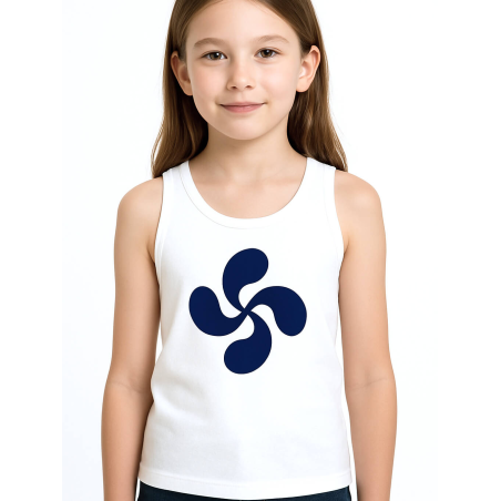 còpia de còpia de Camiseta Lauburu Circulo Cuadros Tirantes Blanca Infantil - Trajes Vascos