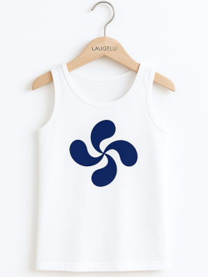 Camiseta Lauburu Azul Tirantes Blanca Infantil - Trajes Vascos - Camisas y Camisetas regionales Niño