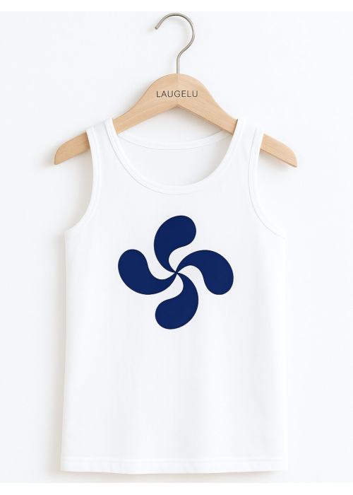 Camiseta Lauburu Azul Tirantes Blanca Infantil - Trajes Vascos - Camisas y Camisetas regionales Niño