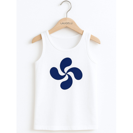 còpia de còpia de Camiseta Lauburu Circulo Cuadros Tirantes Blanca Infantil - Trajes Vascos