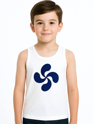 Camiseta Lauburu Azul Tirantes Blanca Infantil - Trajes Vascos - Camisas y Camisetas regionales Niño