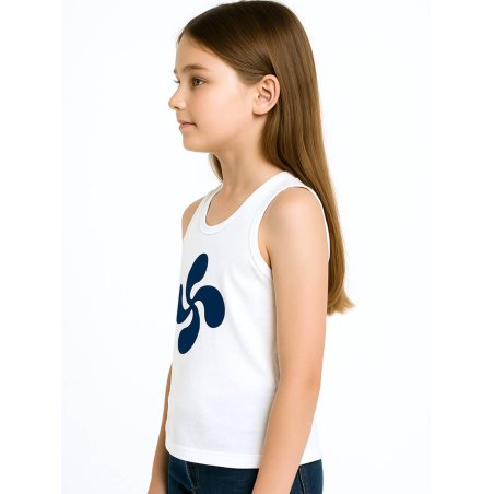 còpia de còpia de Camiseta Lauburu Circulo Cuadros Tirantes Blanca Infantil - Trajes Vascos
