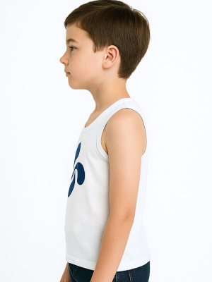 Camiseta Lauburu Azul Tirantes Blanca Infantil - Trajes Vascos - Camisas y Camisetas regionales Niño