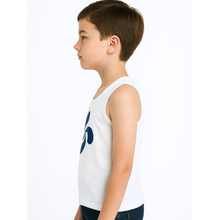 Camiseta Lauburu Azul Tirantes Blanca Infantil - Trajes Vascos - Camisas y Camisetas regionales Niño