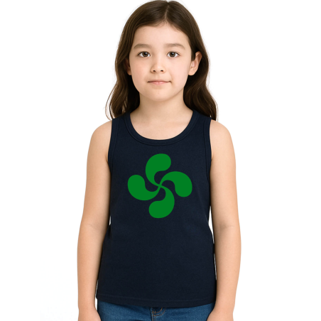 còpia de còpia de còpia de Camiseta Lauburu Circulo Cuadros Tirantes Blanca Infantil - Trajes Vascos