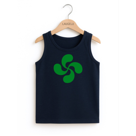 còpia de còpia de còpia de Camiseta Lauburu Circulo Cuadros Tirantes Blanca Infantil - Trajes Vascos