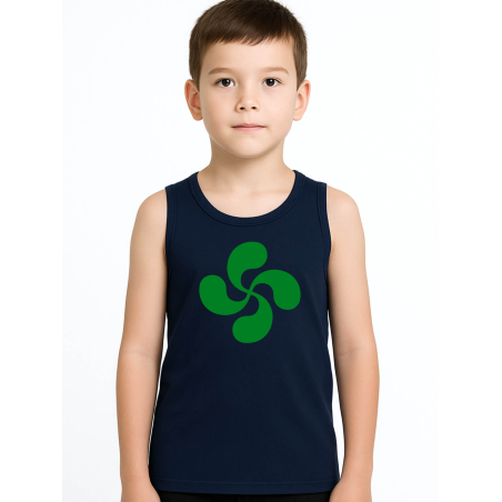 còpia de còpia de còpia de Camiseta Lauburu Circulo Cuadros Tirantes Blanca Infantil - Trajes Vascos