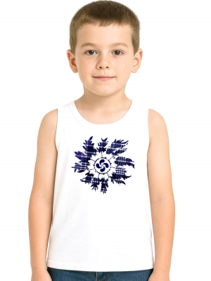 còpia de Camiseta Lauburu Circulo Cuadros Tirantes Blanca Infantil - Trajes Vascos