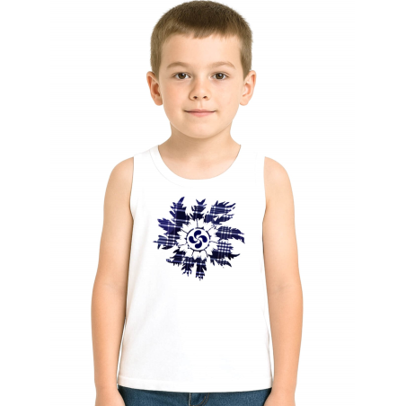 còpia de Camiseta Lauburu Circulo Cuadros Tirantes Blanca Infantil - Trajes Vascos