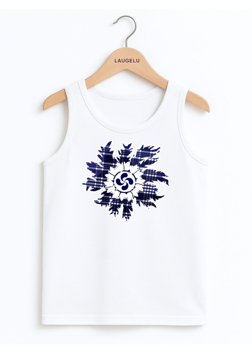 còpia de Camiseta Lauburu Circulo Cuadros Tirantes Blanca Infantil - Trajes Vascos