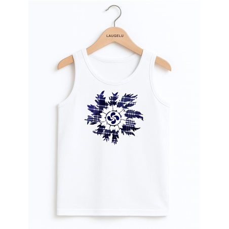 Camiseta Eguzkilore Cuadros Tirantes Blanca Infantil - Trajes Vascos - Camisas y Camisetas regionales Niño