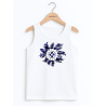 còpia de Camiseta Lauburu Circulo Cuadros Tirantes Blanca Infantil - Trajes Vascos