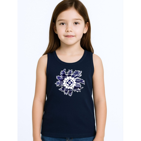 Camiseta Arrantzale Eguzkilore Lauburu Tirantes Azul Niña - Trajes Regionales Vascos