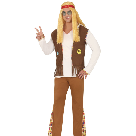 Disfraz de Hippie Cuadros cos Hombre - Disfraces Años 60-70 (Hippies) - Disfraces de Hippie para Hombre