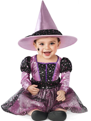 Disfraz De Bruja Rosa Brillo Bebe - Disfraces de Brujas y Hechiceros para Bebes