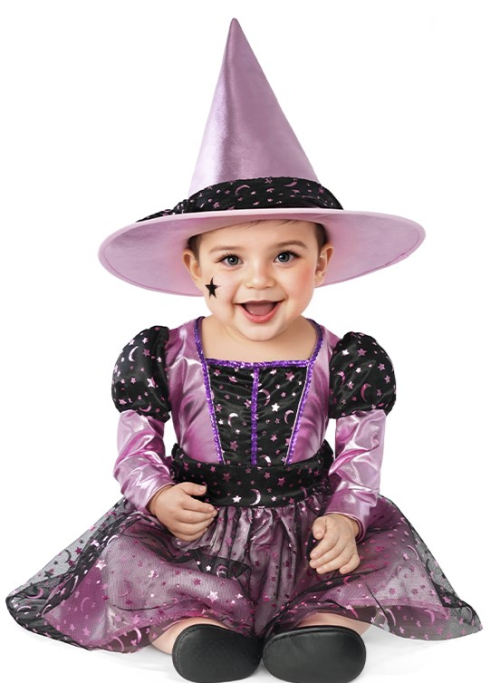 Disfraz De Bruja Rosa Brillo Bebe - Disfraces de Brujas y Hechiceros para Bebes
