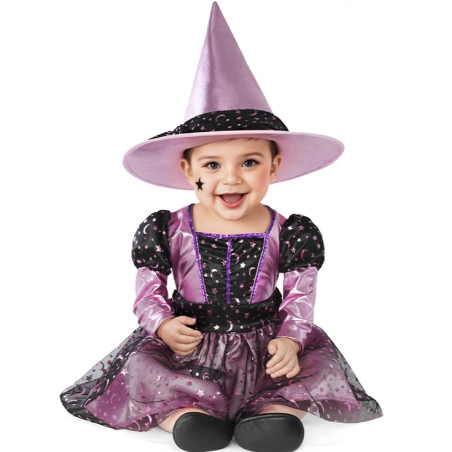 Disfraz De Bruja Rosa Brillo Bebe - Disfraces de Brujas y Hechiceros para niñas