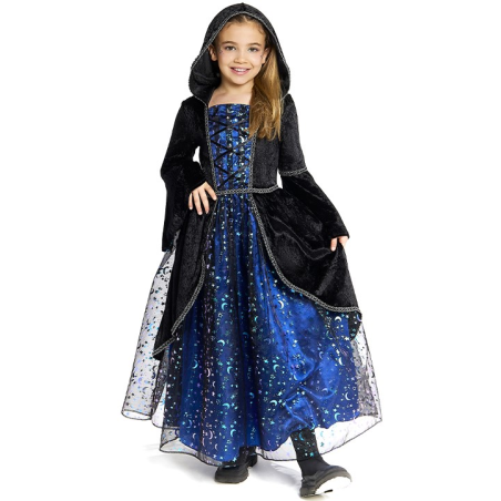 Disfraz De Bruja Estrellas Azul para Niña - Disfraces Halloween Brujas y Hechiceras - Disfraces de Brujas y Hechiceros para Niña